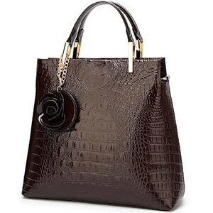 Women'S Crossbody Strap Satchel Snake Print Satchel Bag Textured Chain
